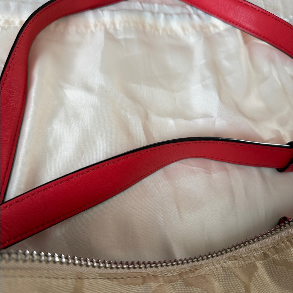 Coach Legacy Signature Khaki and Coral Hobo Bag style 22392 - Picture 11 of 13